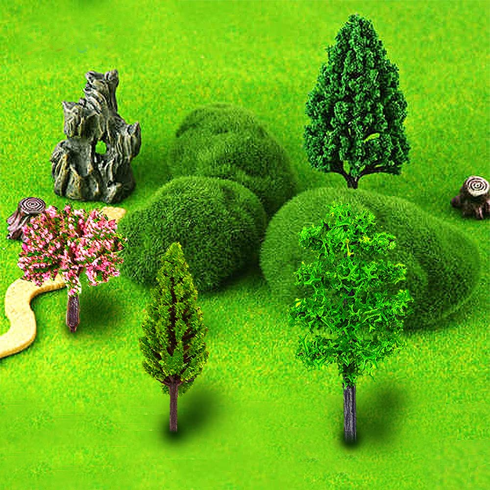 70pcs Mini Model Trees Mixed Miniature Trees Model Train Scenery Artificial Warg