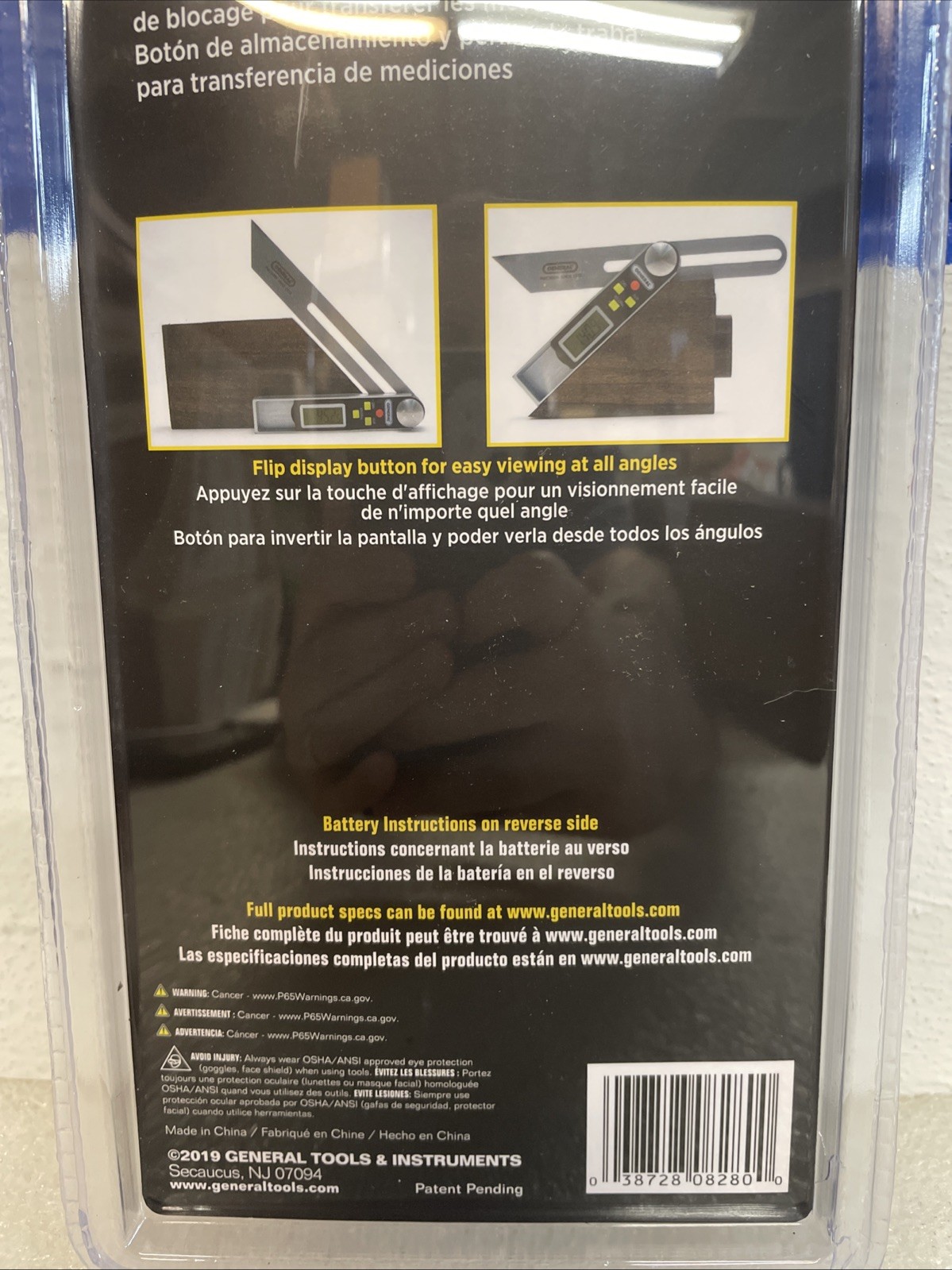 General Tools 828 Digital 8" Sliding T-Bevel Protractor Gauge Angle-izer New