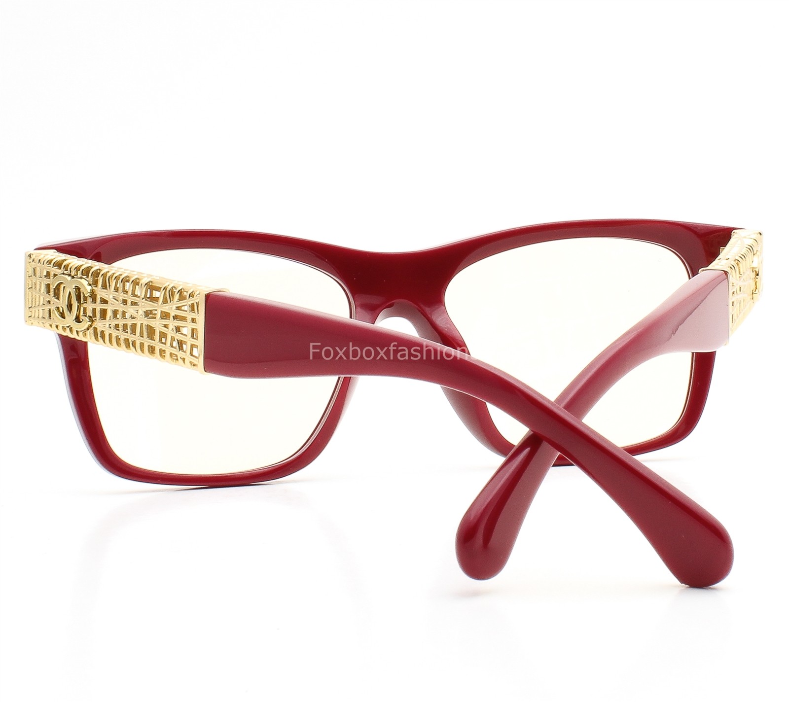 Chanel Blue Light Glasses ch3478SA Dark Red Gold Jewel Tweed 51mm with Case