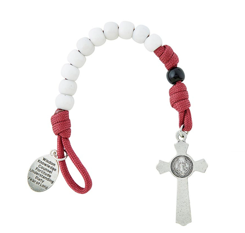 Holy Spirit One Decade Paracord Rosary Red White Confirmation Gift Catholic