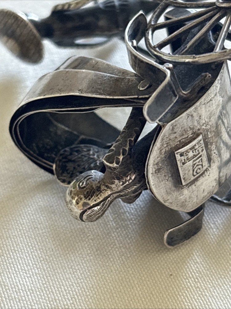 Victorian Chinese Export Solid Silver Figural Rickshaw Miniature 39.89g Marked