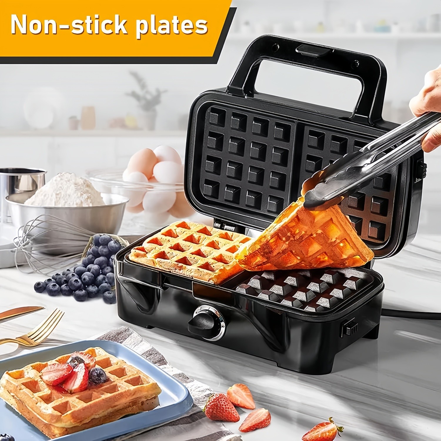 1Pack 3-In-1 Belgian Waffle Maker Machine Sandwich Iron Non-Stick Plate 1300W