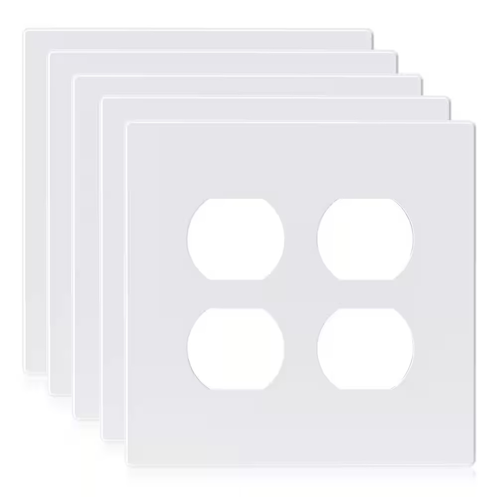 4-Gang White Duplex Outlet Plastic Wall Plate (10-Pack)