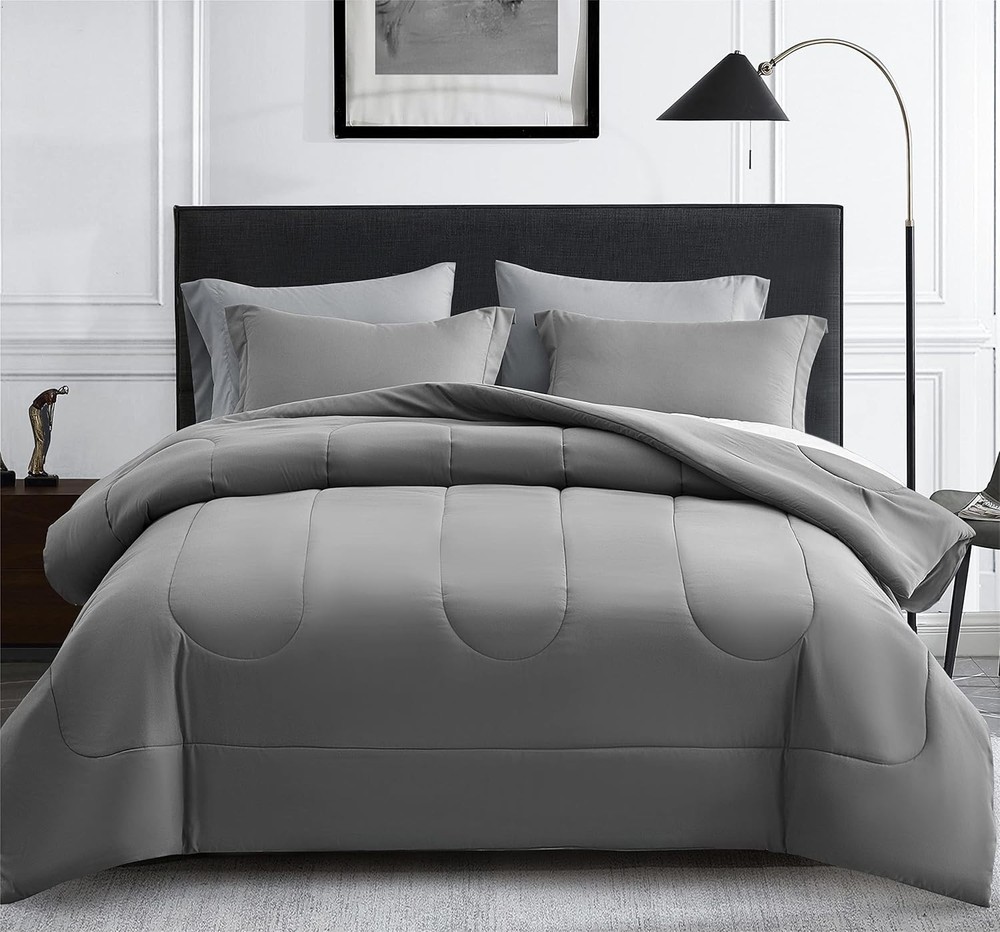 Down Comforter Set 7-Piece Bedding Set - Down Alternative Bedding Set QUEEN