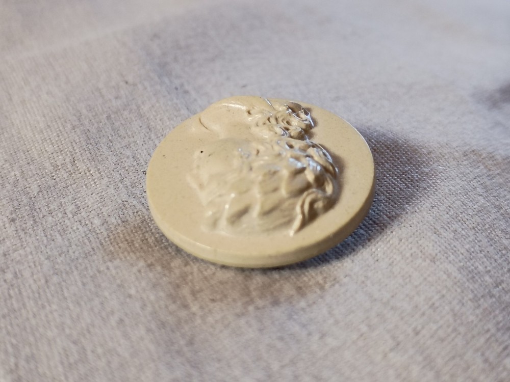 Antique Cameo Portrait Composition Button.