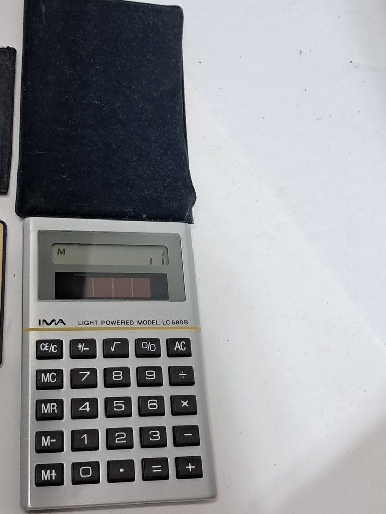 3-Vintage Solar Powered Calculators With Cases (e)
