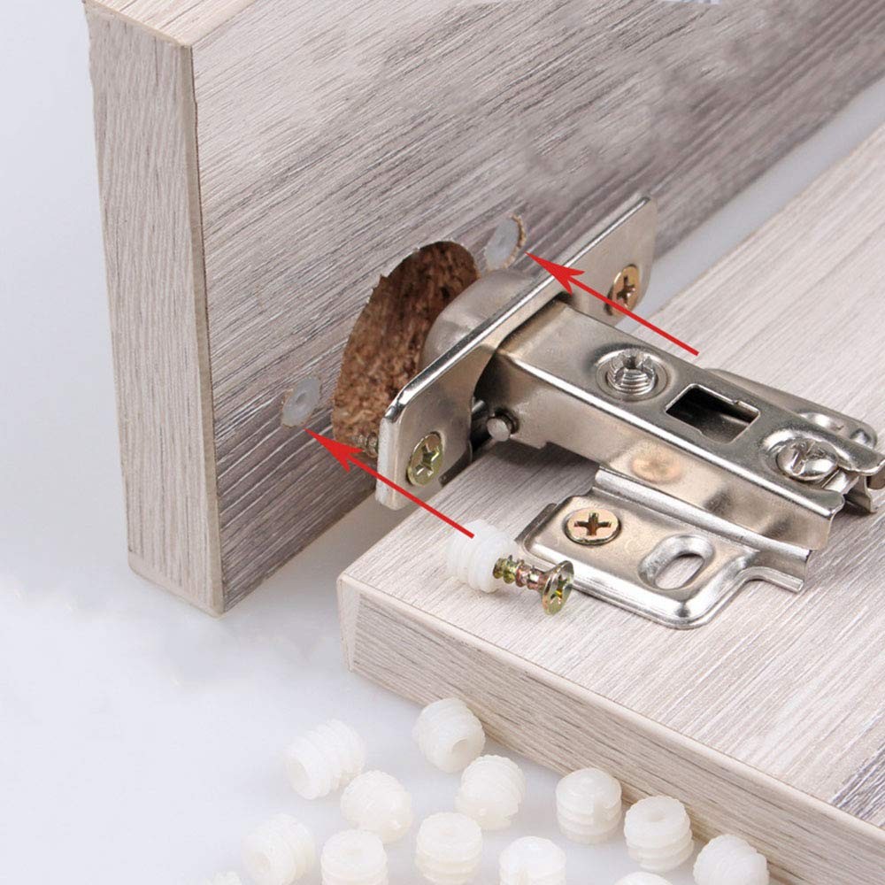 TAODAN 20PCS Plastic Dowel Inserts and Mounting Screws for Hinges