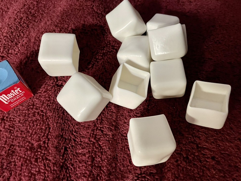 10 White Billiard Pool Chalk Cup Holders