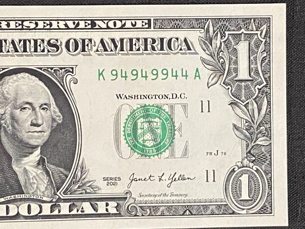 2021 - $1 - Binary Ink Transfer K94949944 - UNC
