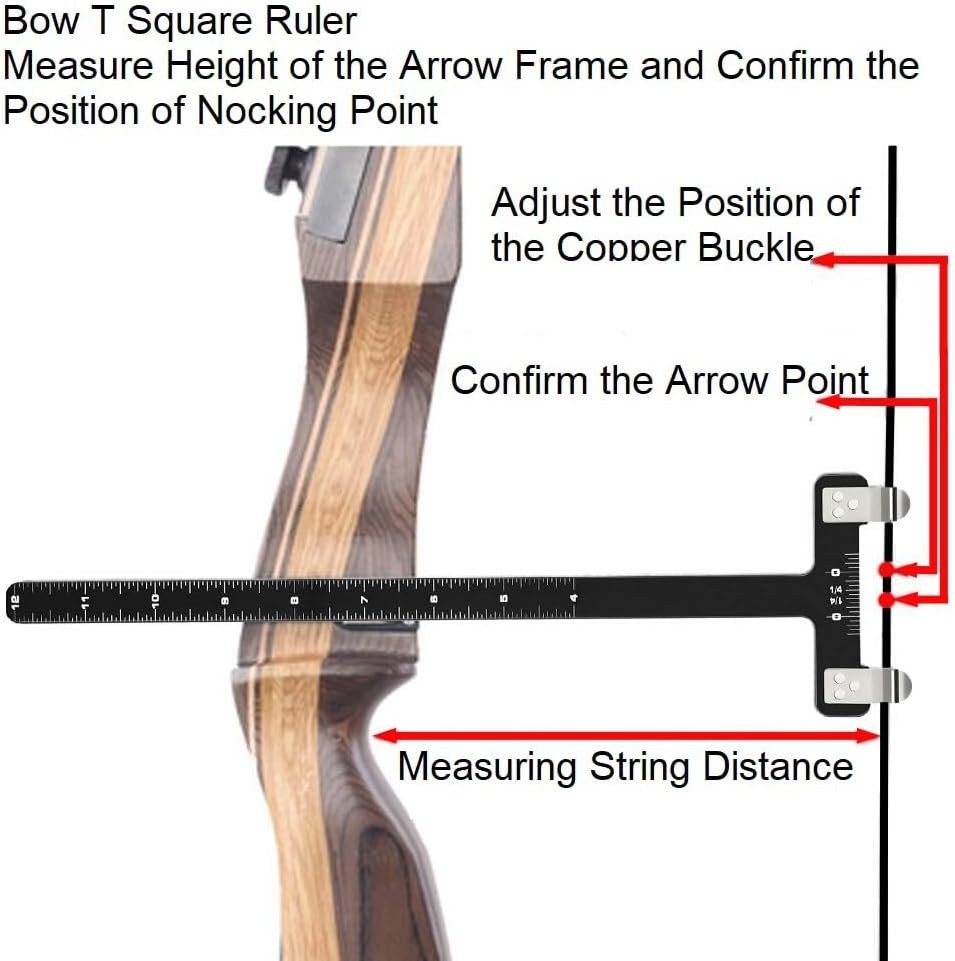 Archery Bow String Nocking Points Set With T Square Ruler Nocking Buckle Black