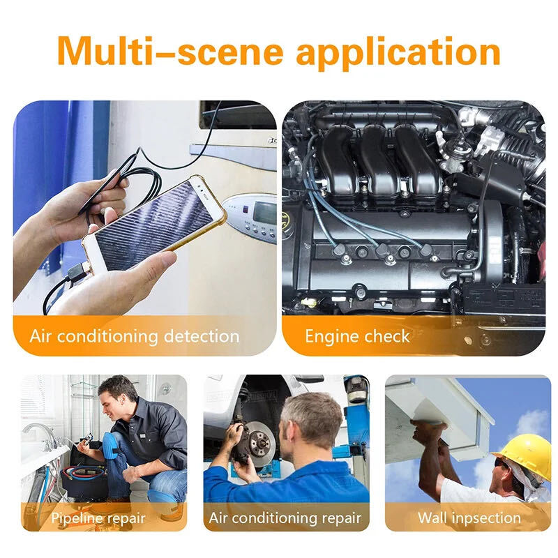 6LED USB Snake Endoscope Borescope HD Inspection Camera For Android Type C Lot