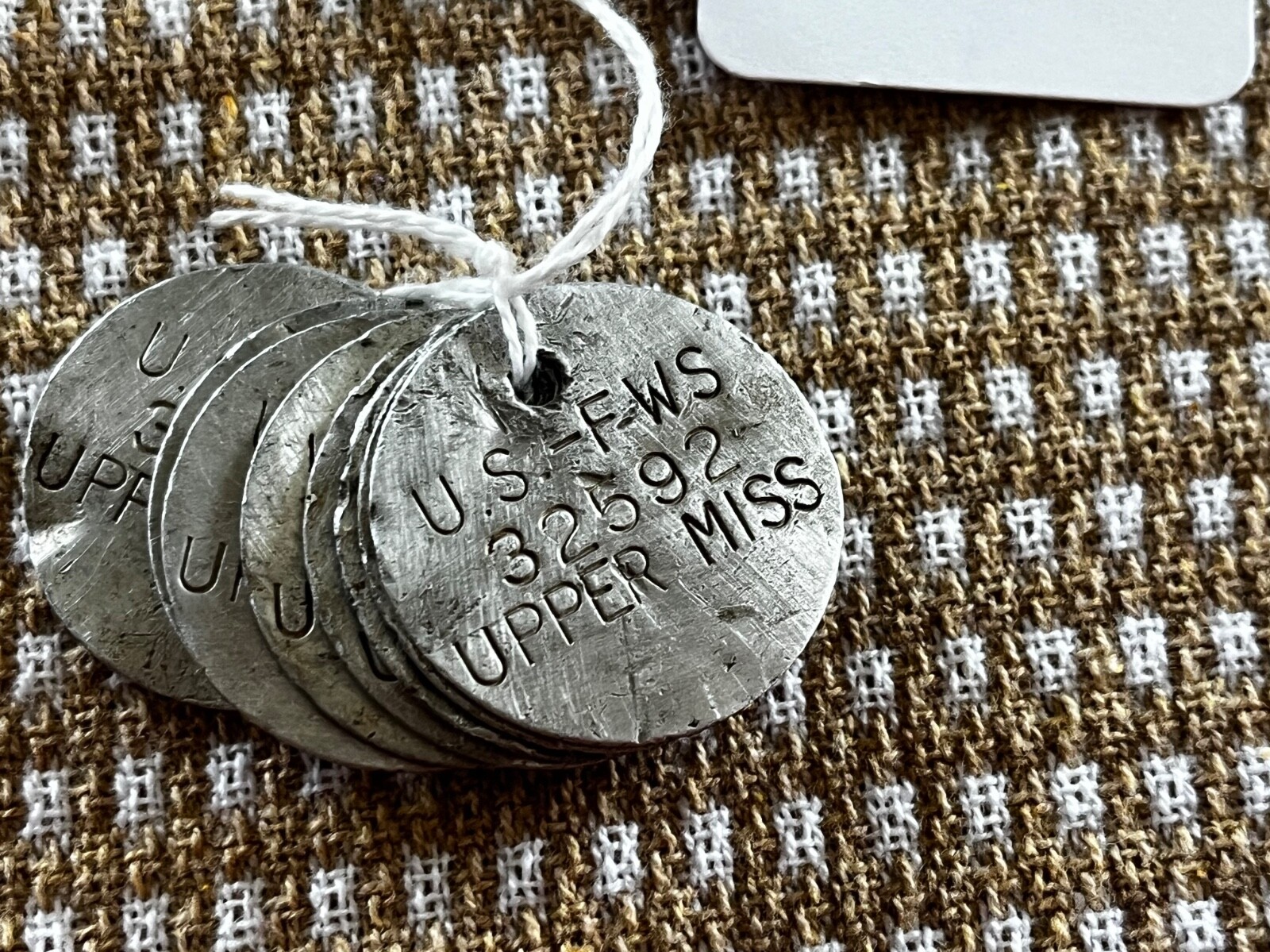 Vintage 1950 US - FWS Upper Mississippi Wildlife Refuge Trap Tag