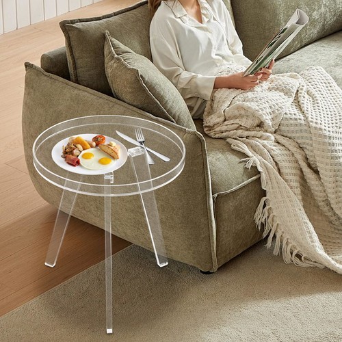 Acrylic Side Table, Clear Side Table, Round Acrylic Side Table