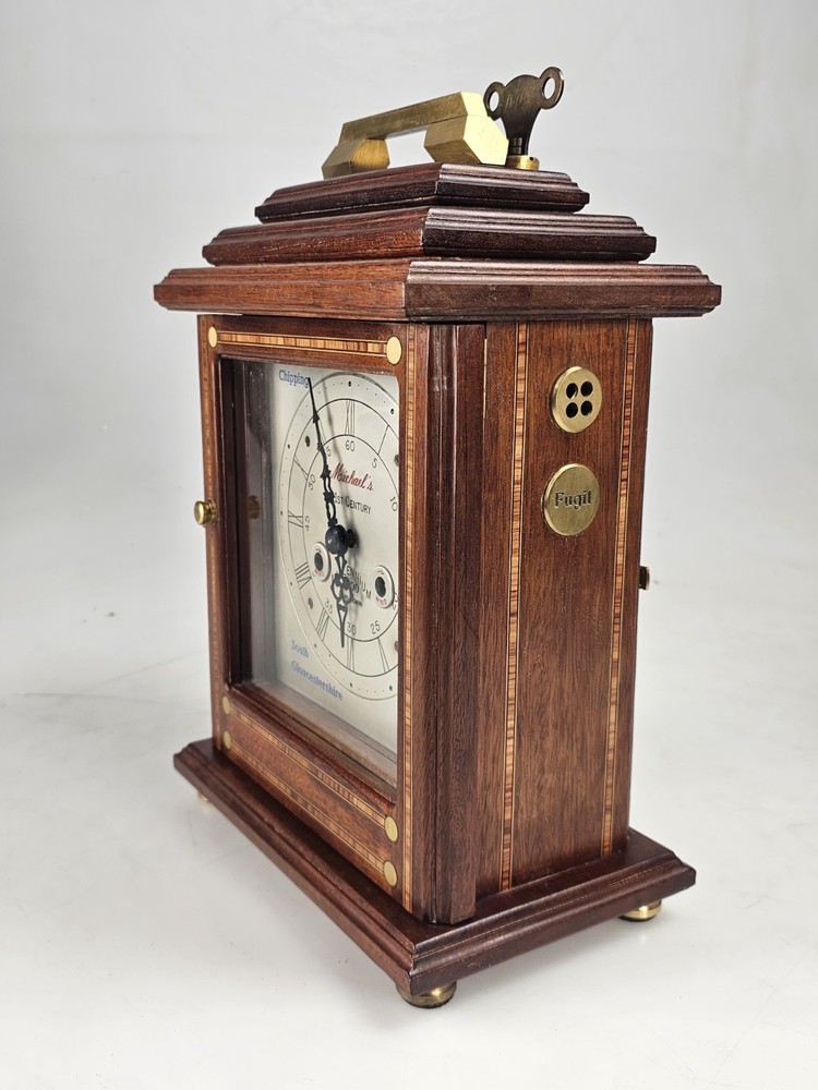 Rare Solid Oak 2 Bells Bracket Clock Chipping Sodbury