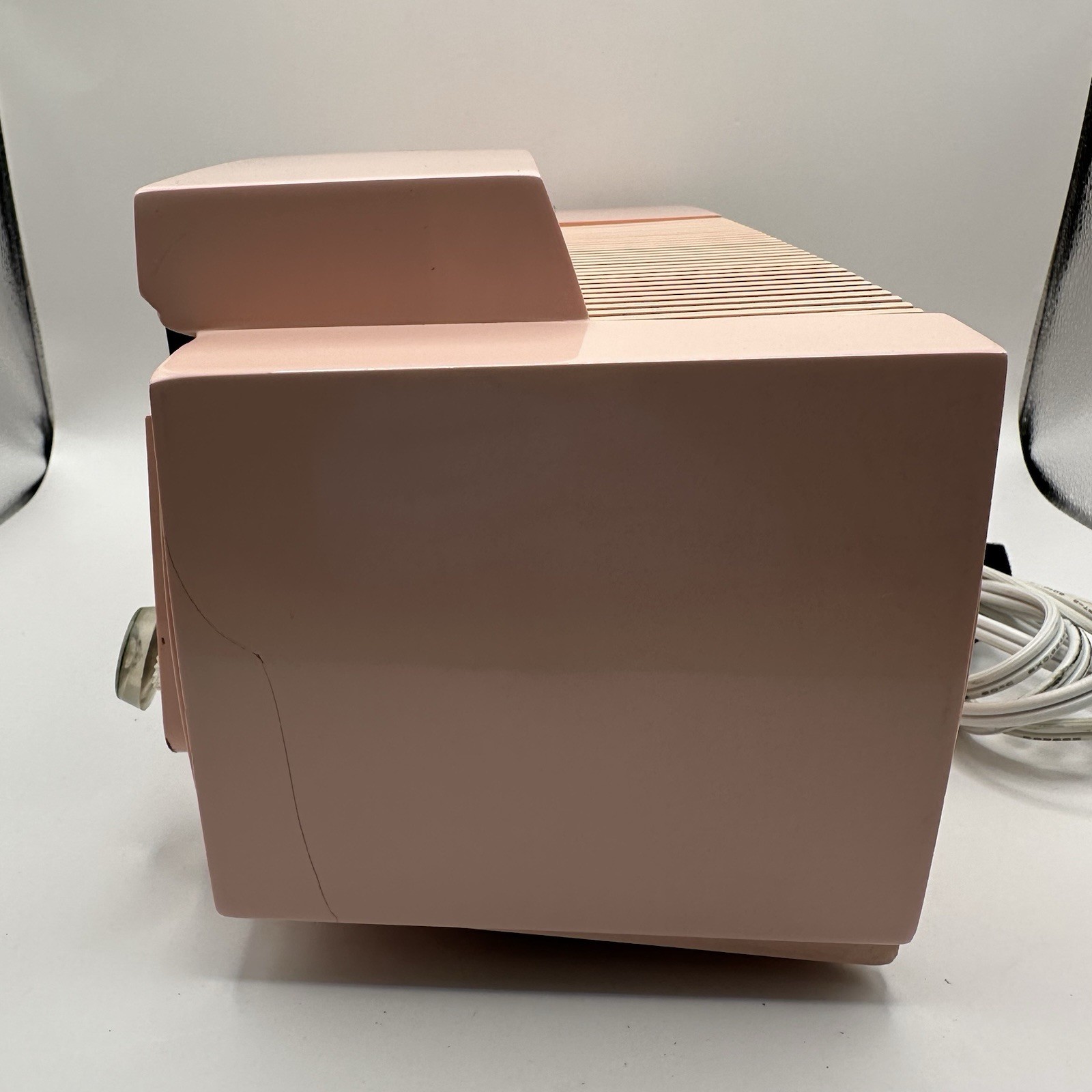 Vintage 1950s GE Pastel Pink Clock Radio Tube Alarm Clock Works MCM Mid-century