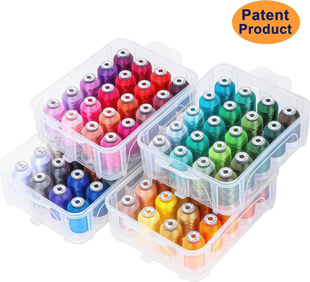 80 Spools 500m Each Embroidery Machine Thread with Clear Plastic Storage Box ...