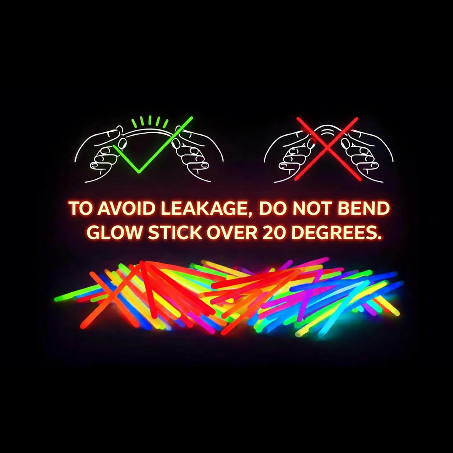 Partysticks Glow Sticks Party Supplies 100Pk - 8 Inch Glow in the Dark Light up