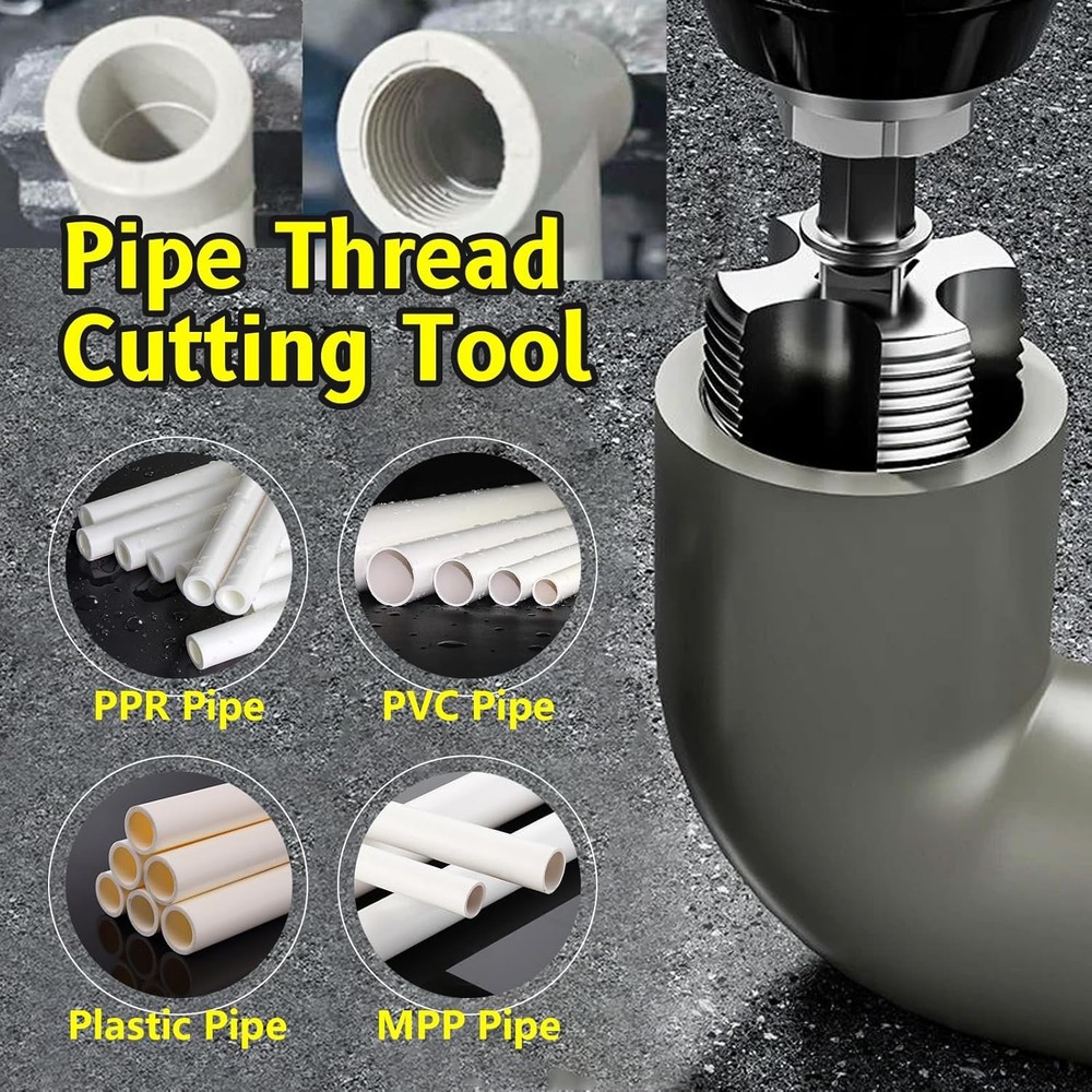 PVC Pipe Threader Kit: Integrated Internal/External Cutting Tool for Pipes