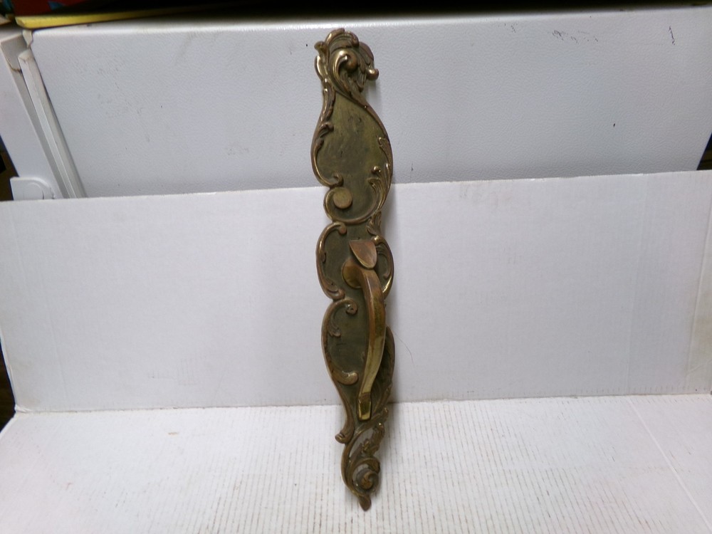 Vintage Ornate 19 1/2" Large Door Handle Pull Solid Brass