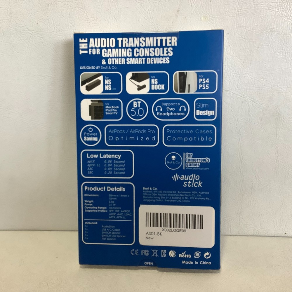 NIB Skull & Co. Audio Stick BT Audio Transmitter 5.0