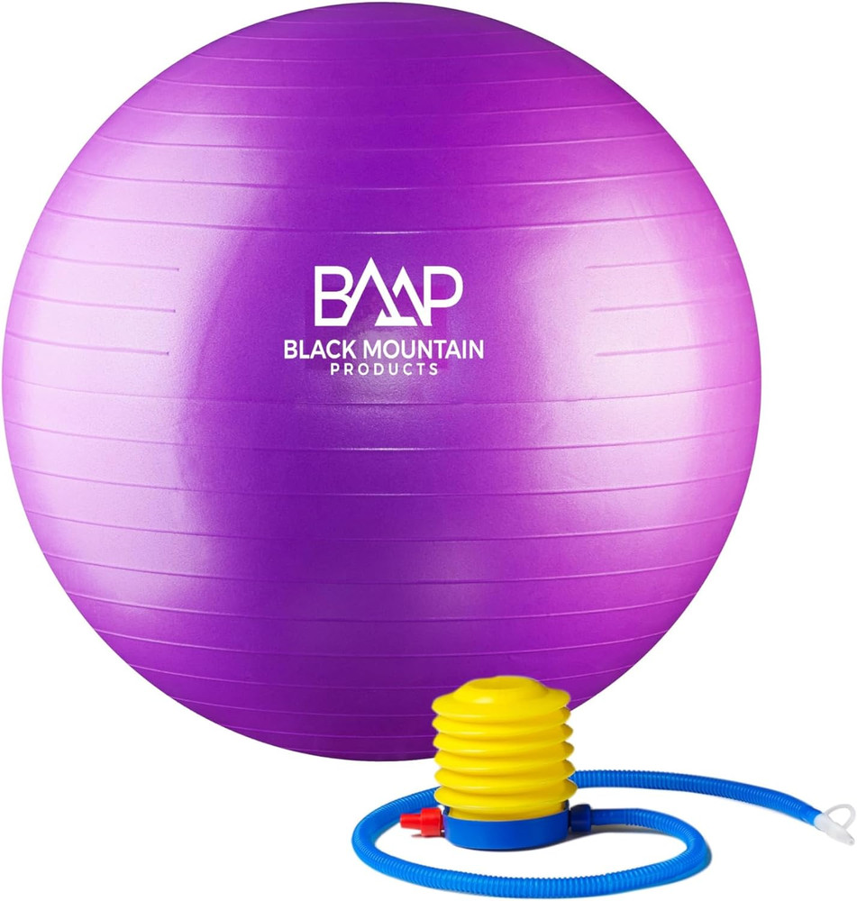 Professional Grade Exercise Stability Yoga Ball, Foot Pump, Ball Plug, Plug Pull
