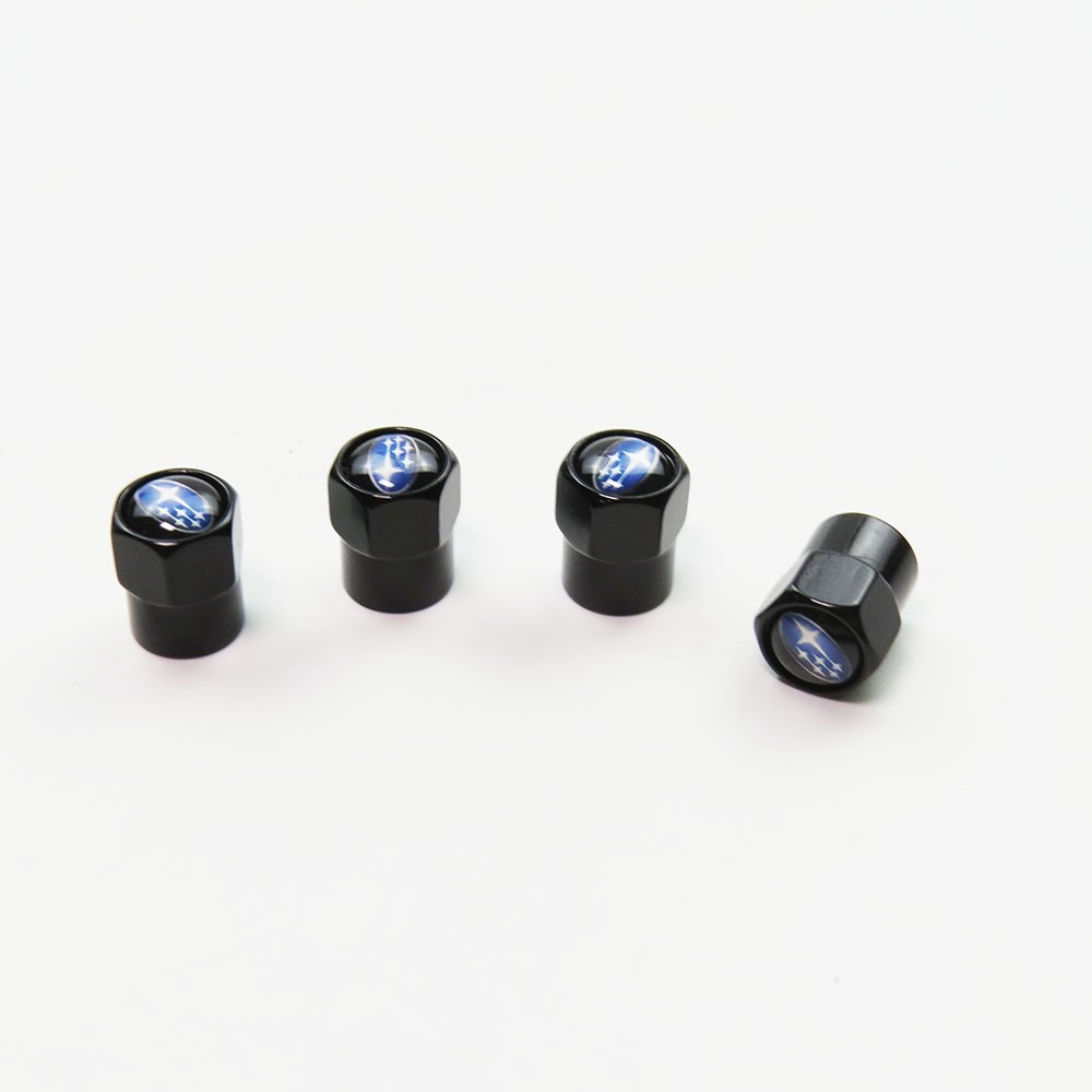 Compatible with Subaru 4Pcs Tire Valve Stem Caps Black Anodized Aluminum Set