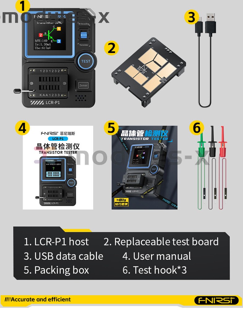 FNIRSI LCR-P1 Transistor Tester Diode Triode Capacitance Meter LCR ESR Tester