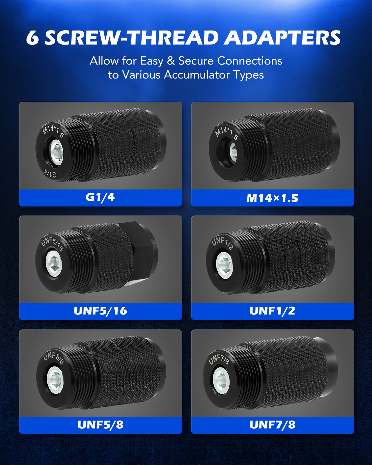 OMT Hydraulic Nitrogen Accumulator Charging Kit with 3 Gauges Gas Valve Test Kit