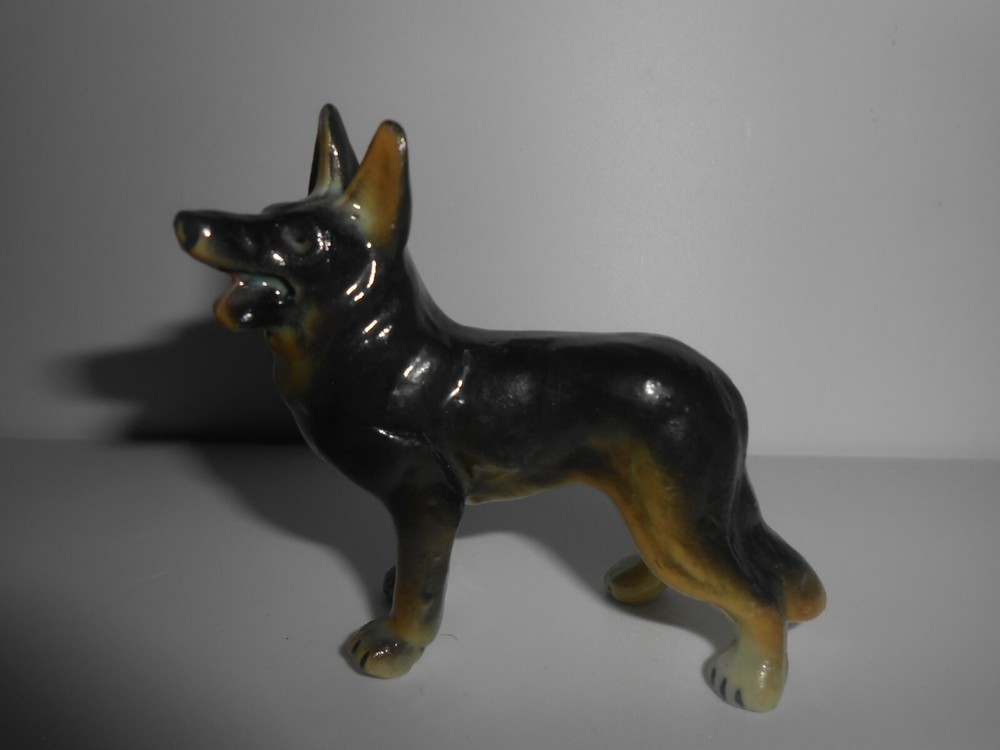 German Shepherd Miniature Figure Bone China