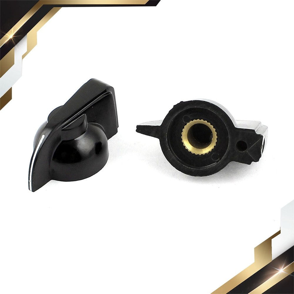 2 Pcs Black Plastic Rotary Switch Knobs Caps 6mm Dia Shaft Hole V Shape Knobs