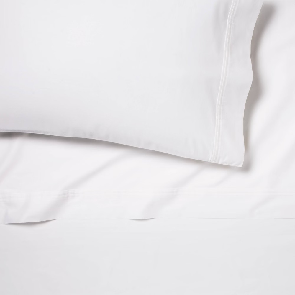 Queen Solid Performance 400 Thread Count Sheet Set White - Threshold: Cotton