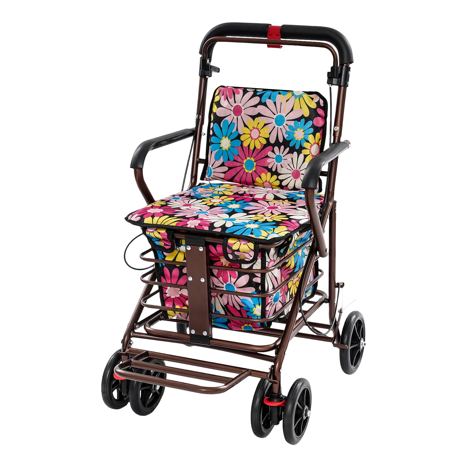 Foldable Shopping Cart, Shopping Cart with Seat for Elder Kids Max 100kg