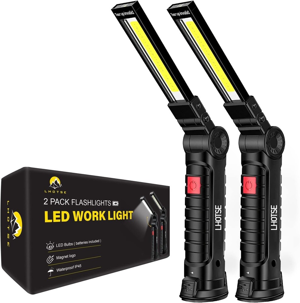 Rechargeable LED Work Light Magnetic Foldable Flashlight with Hook 5 Modes