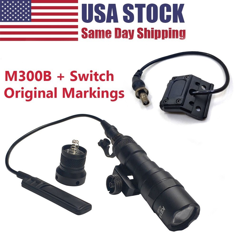 Tactical M300B Weapon Light Small Flashlight Set + Mod Button Remote Switch Mark