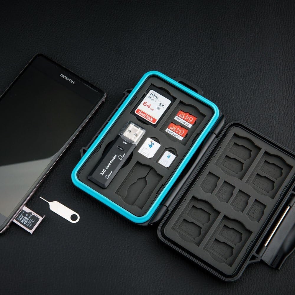 Multi-functional Memory Card Case - Waterproof - 27 Slots - USB 3.0 Card Reader