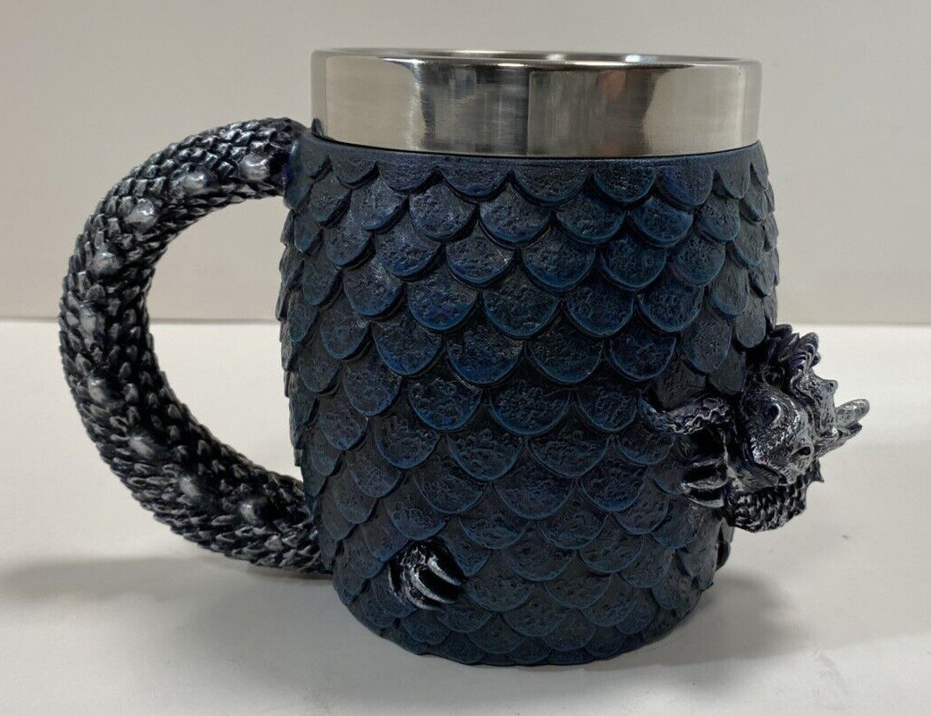 Medieval Blue Dragon Egg Mug (Stainless Steel)