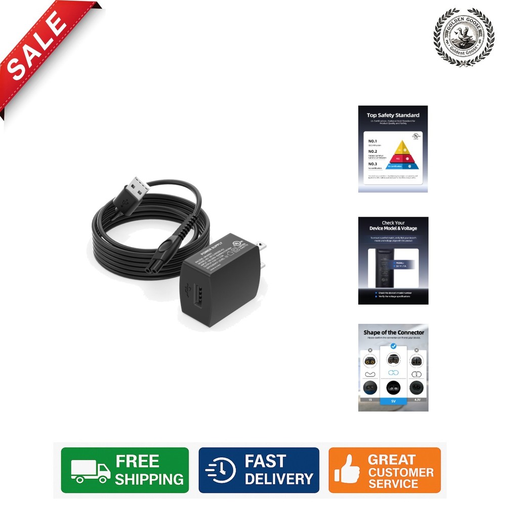 Efficient 5V  Charger for Philips Shavers - Lightweight and Compact Design