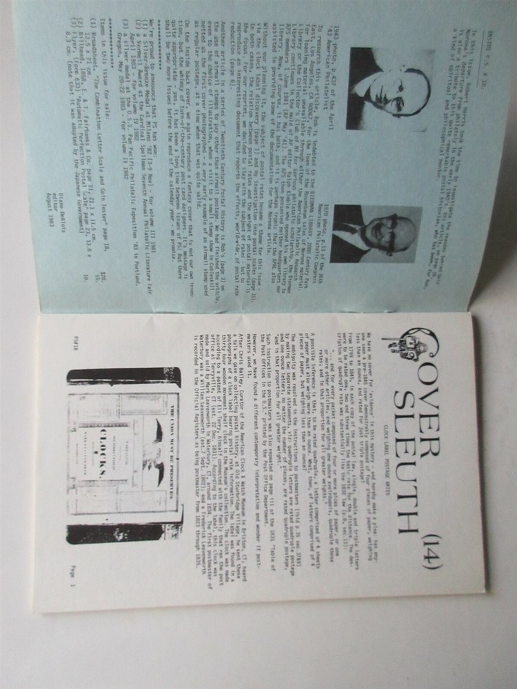 P.S. No. 18 A Quarterly Journal of Postal History August 1983