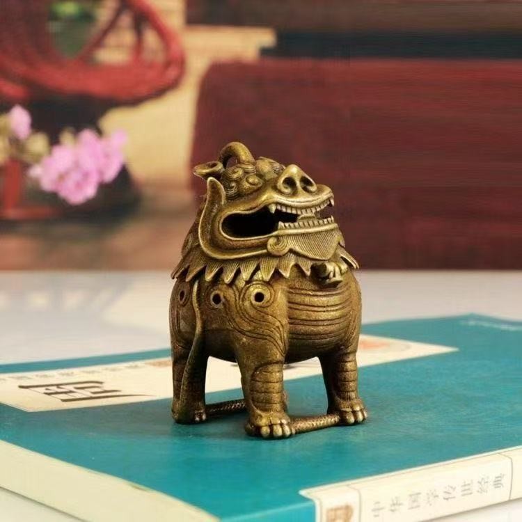 New Vintage Brass Pixiu Incense Burner Chinese Mythical Beast Statue Home Decor