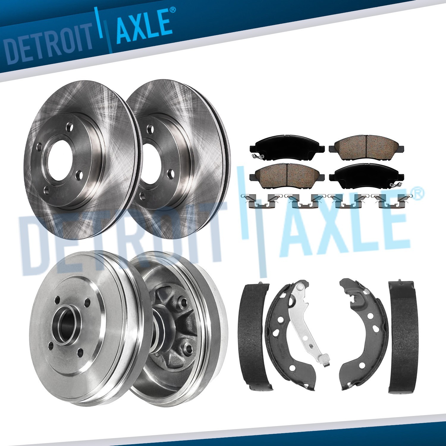 Front Rear Disc Rotors Drums Brake Pads Shoes for 2012 - 2019 Nissan Versa 1.6L