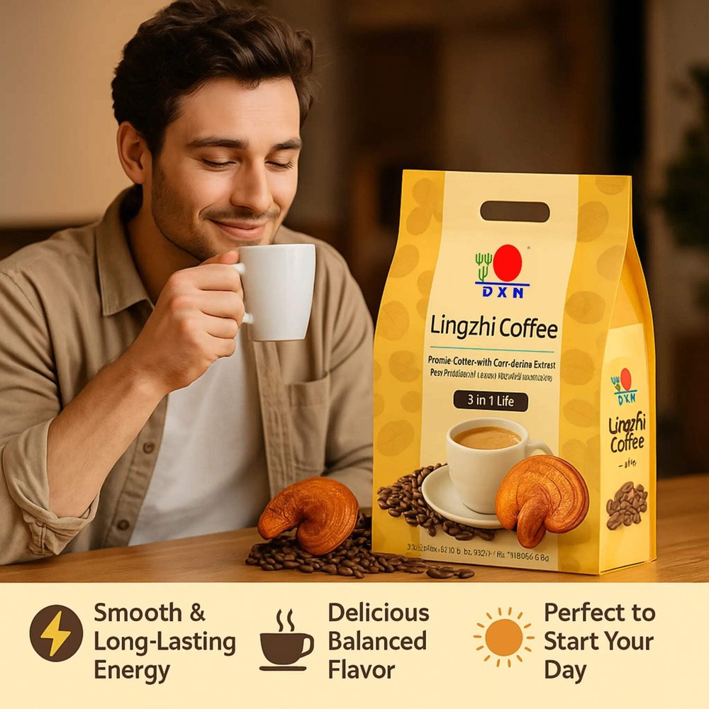 Lingzhi Coffee 3 in 1 Lite, Ganoderma Coffee, Instant Coffee, 20 Pack