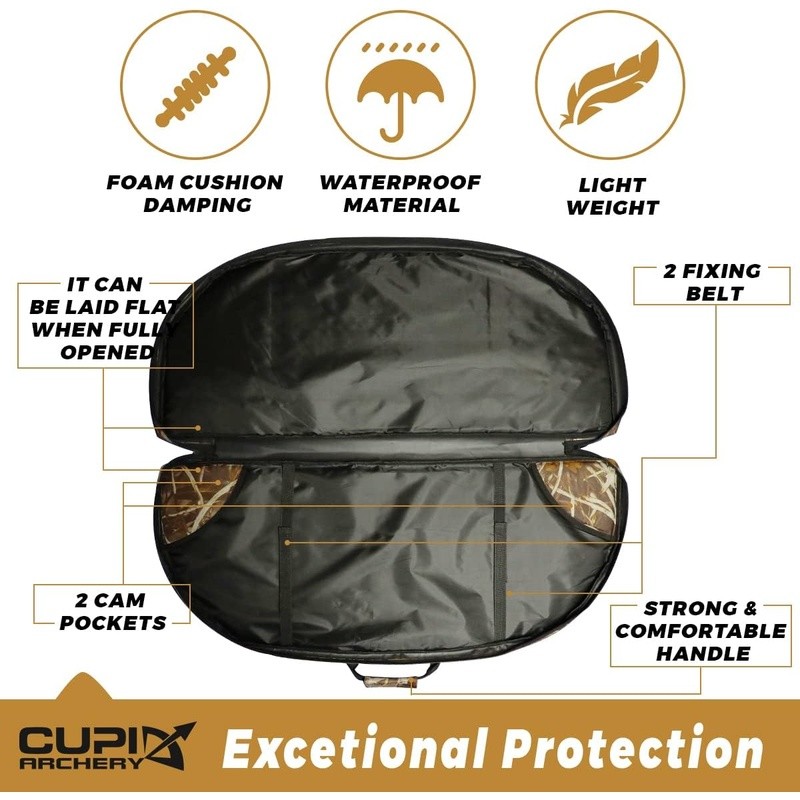 Lightweight Compound Bow Bag W/ Backpack Straps Accessories Pocket Soft Padding