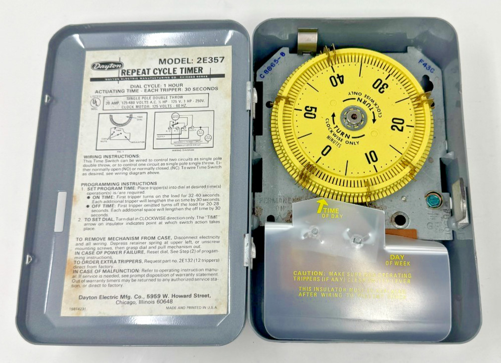 Dayton Time Switch Repeat Cycle Timer Model 2E357 Great Condition Free Shipping!