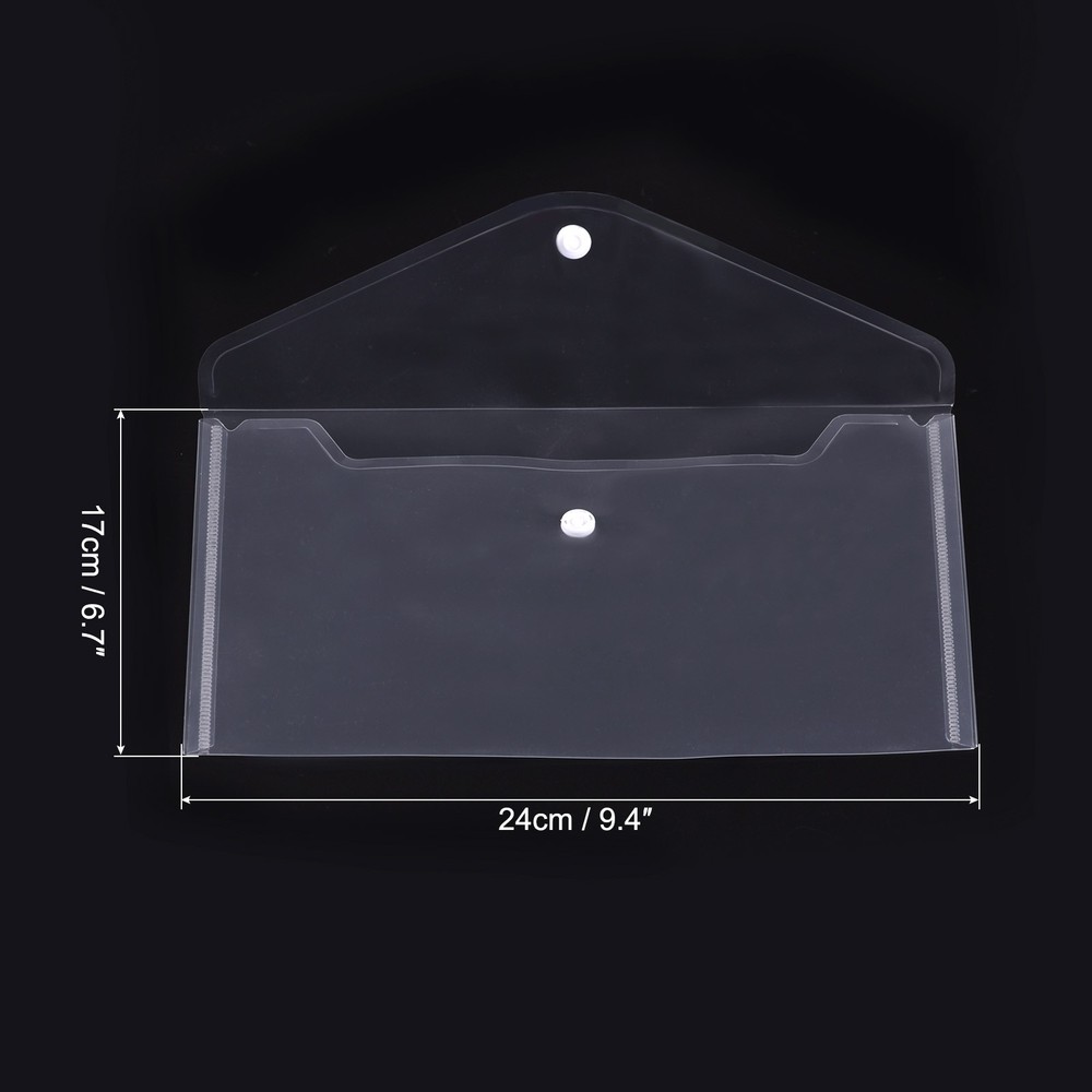 12 x File Folders A5 Size Plastic Envelopes Document Organizer Snap Button Clear