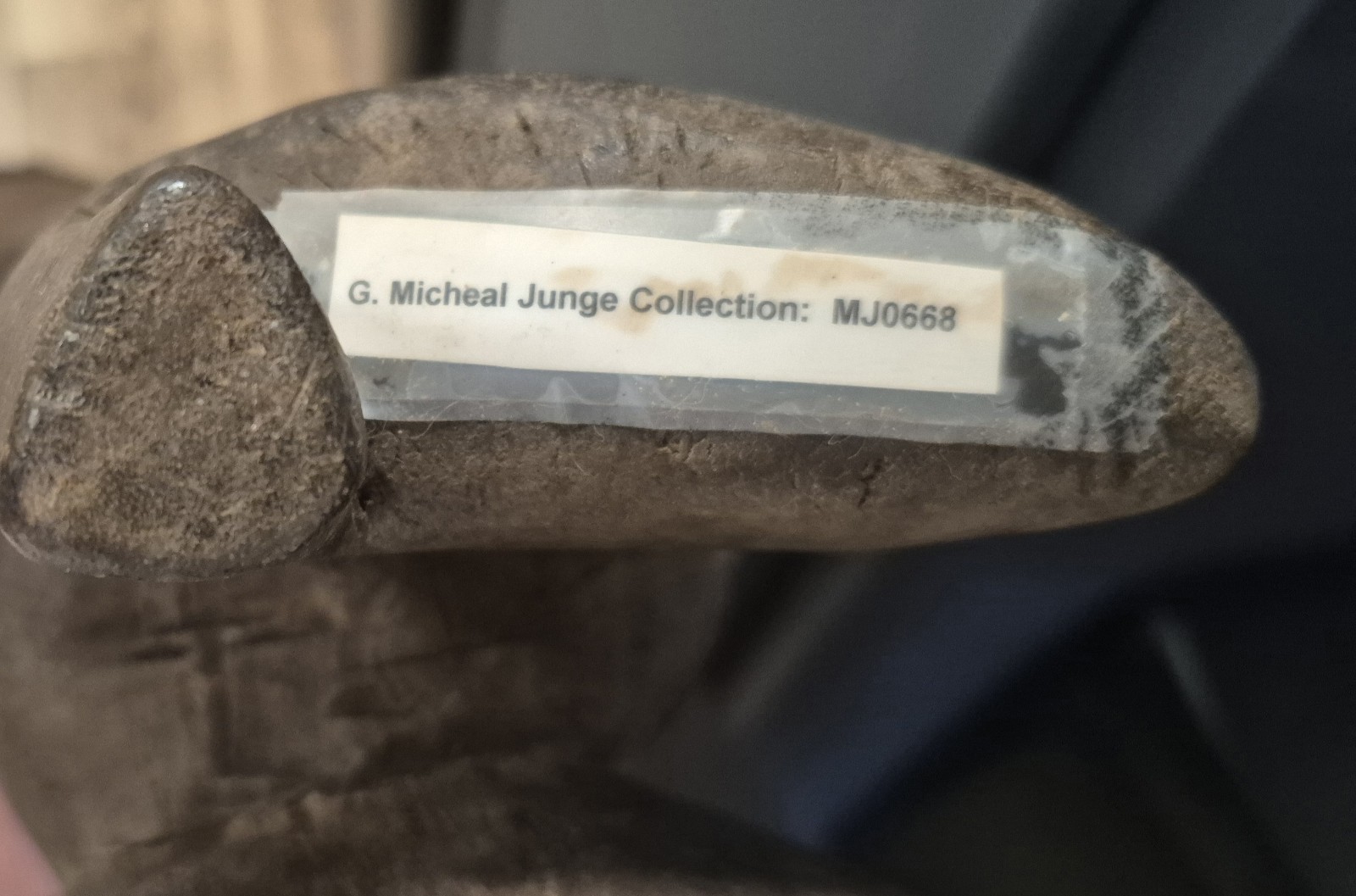 African Luba Female Wood Statue With Drum 21"H 7.5"W