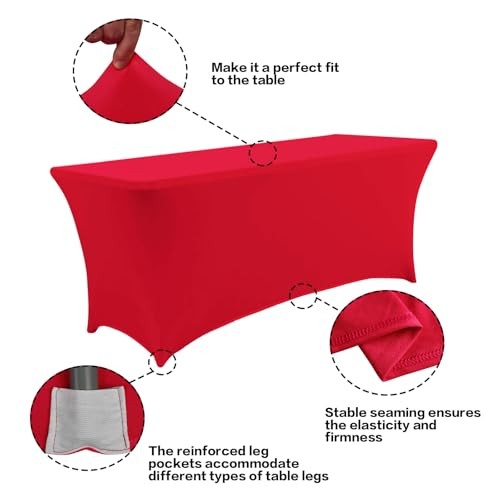 4FT Table Cloth for Rectangular Fitted Events Stretch Table 4 Ft - 1 Pc Red