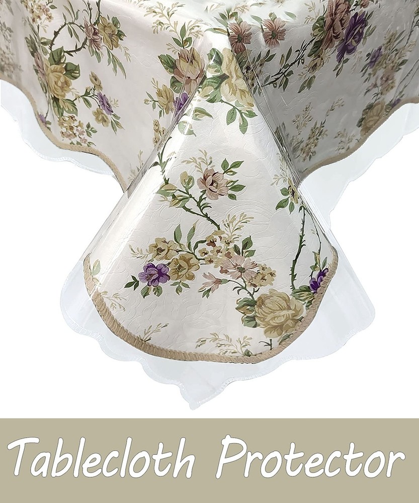 PlentifulHome Clear Rectangular Tablecloth Protector 0.38MM Thick Durable