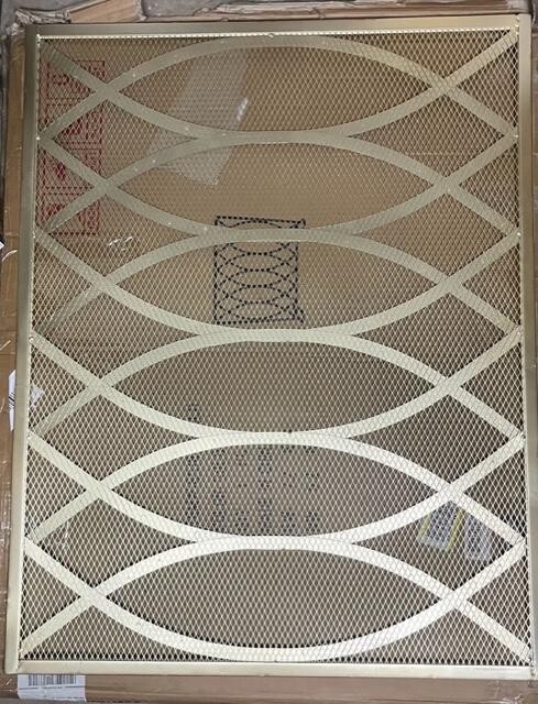 Junior Modern Single Paneliron Firescreen, Gold Finish