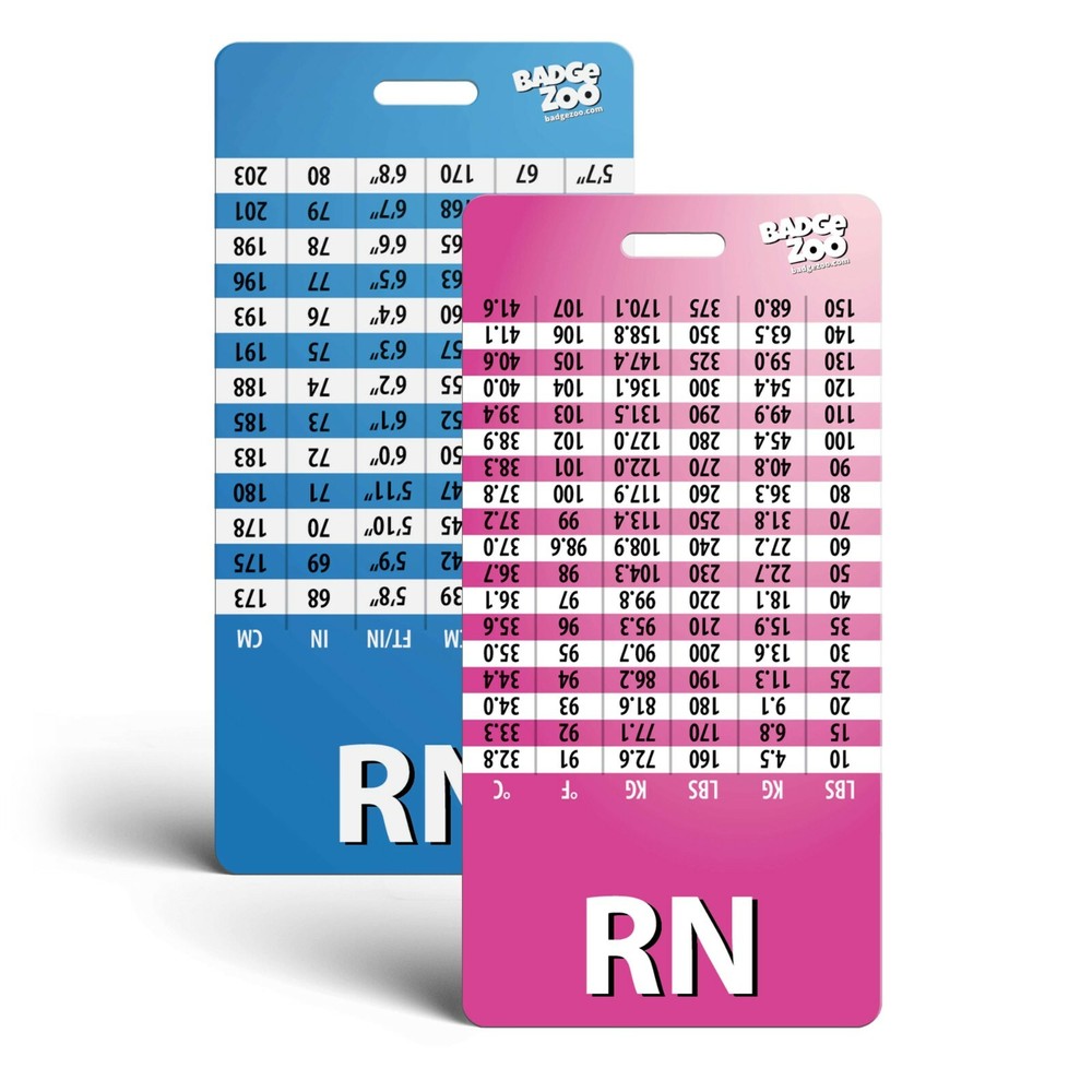RN Badge Buddy with Upside Down Weight, Height and Temperature conversion