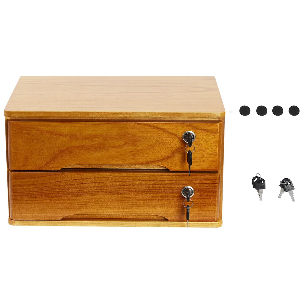 2-Tier Office Lockable Desktop Box Storage Drawer Files Organizer Multi-purpose